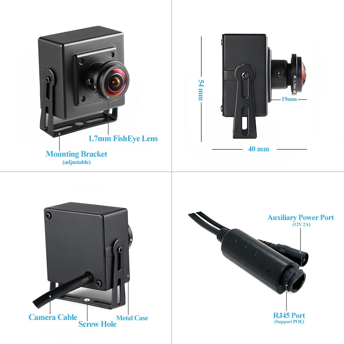 Revotech Mini Fisheye Poe Ip Camera, Hd 3Mp Indoor Security Camera Cctv 1.7Mm Lens 170 Degree Wide Angle P2P H.265 (I706 3 P Bla